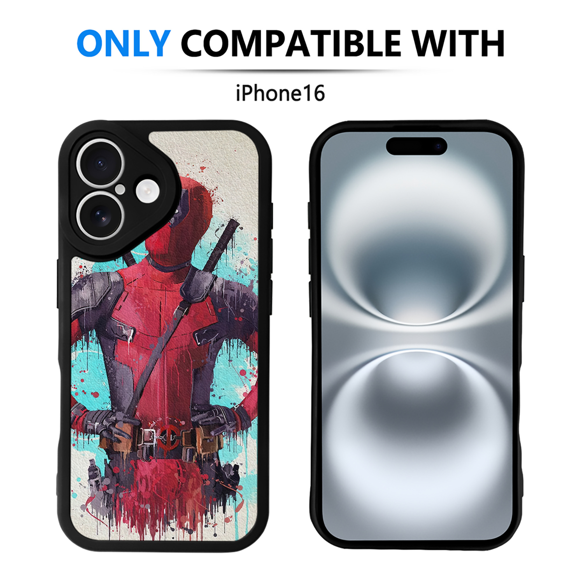 （画像用） Deadpool デッドプール 【iPhone 16シリーズ対応】シリコンスマホケース（レザー調） 材質：シリコン